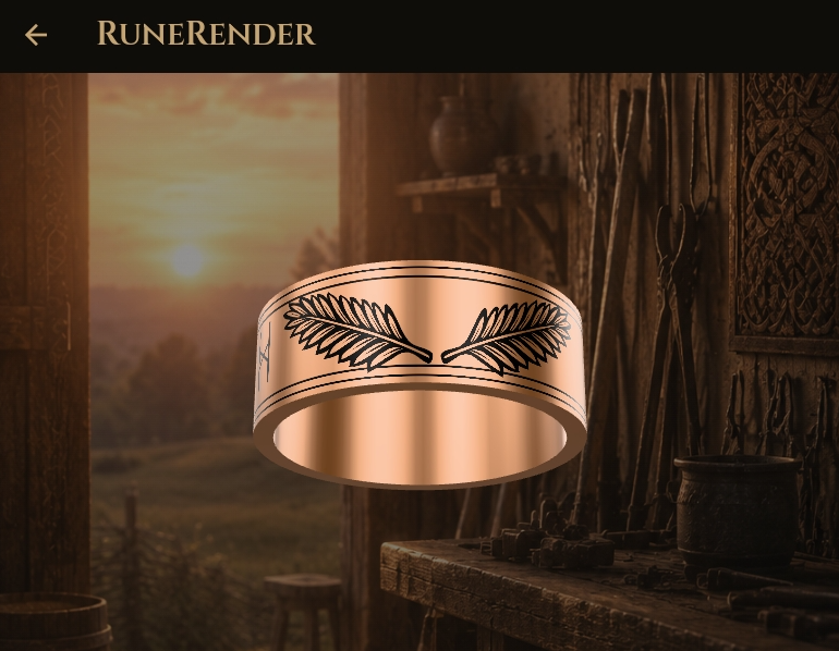 Runesmith ring rendered in copper